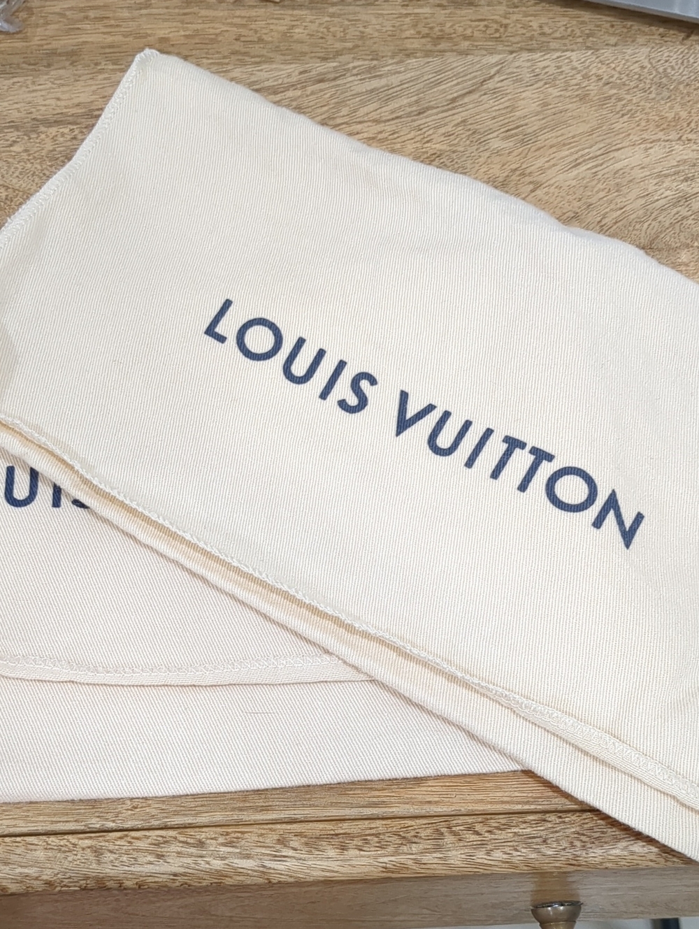 Louis Vuitton Cream Cotton Cloth with Black Care Label Accessories Bags